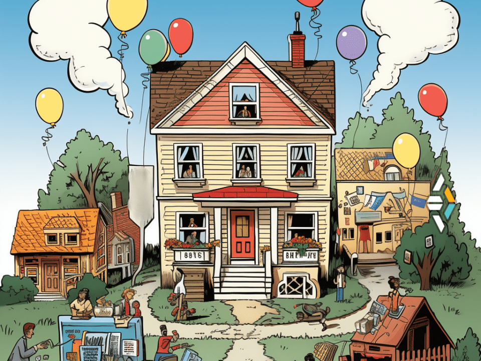 A cartoon style depiction of the US Existing Home Sales